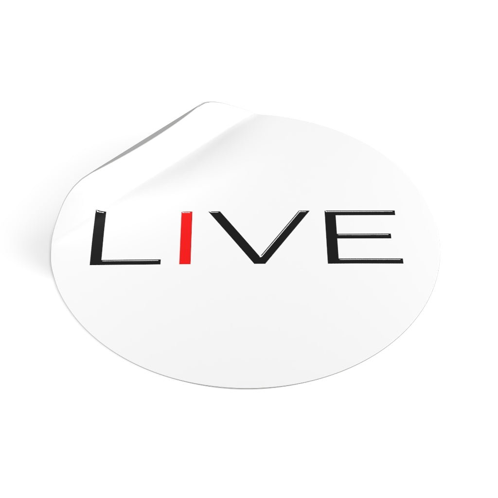 "I" LIVE On Round Vinyl Stickers