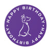 Poochie Diva&#39;s Happy Birthday On Purple Round Vinyl Stickers