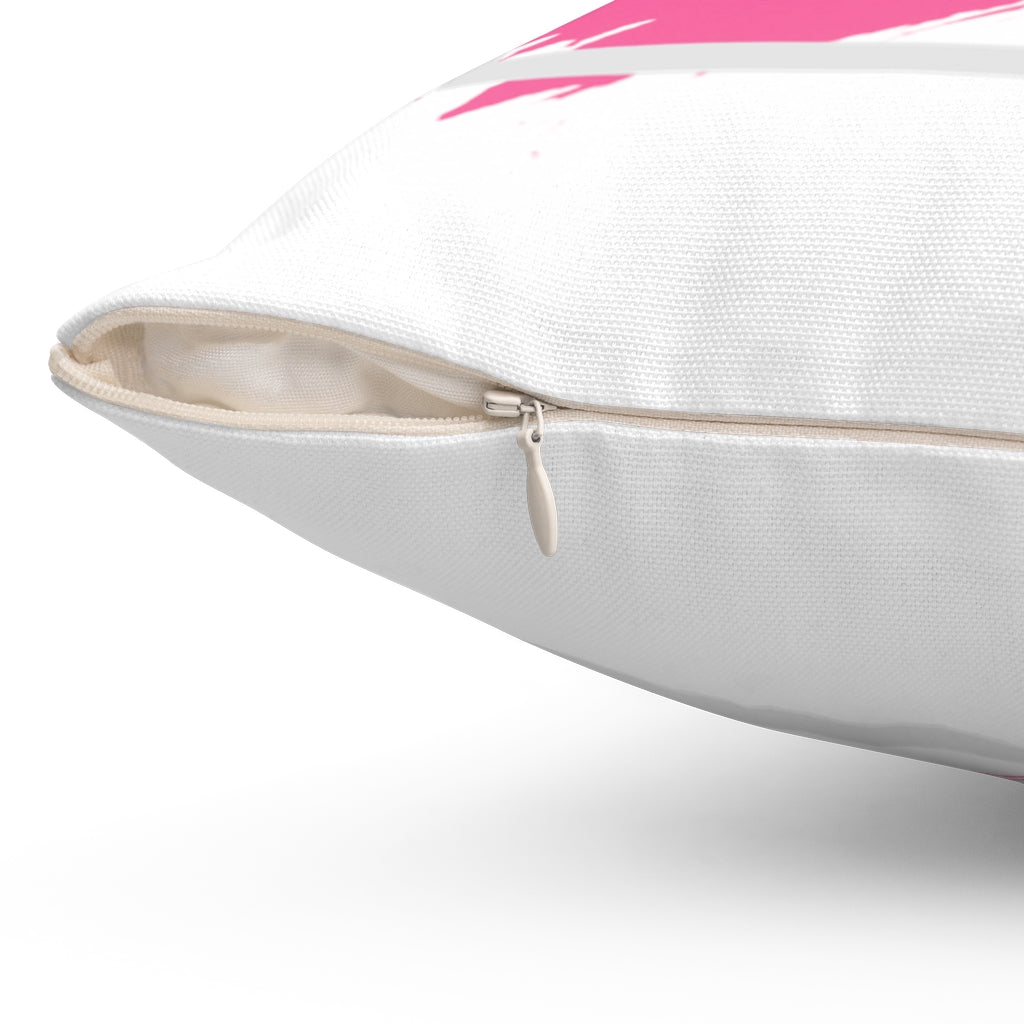 Mumbles With Pink Paint Stroke On Spun Polyester Square Pillow