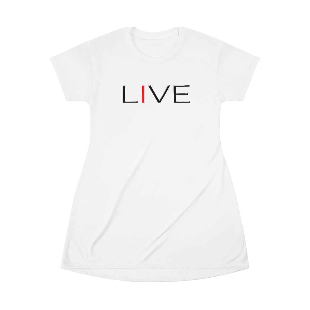 "I" LIVE  On White All Over Print T-Shirt Dress