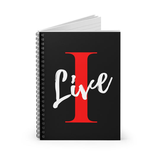 Oversized "I" LIVE On Black Spiral Notebook - Ruled Line