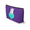 Purple Diamond On Big Heart On Purple Accessory Pouch w T-bottom