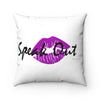 Speak Out Purple Lips Spun Polyester Square Pillow