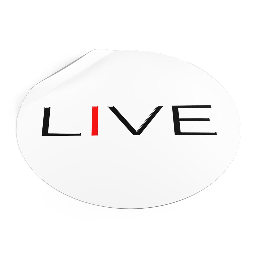 "I" LIVE On Round Vinyl Stickers