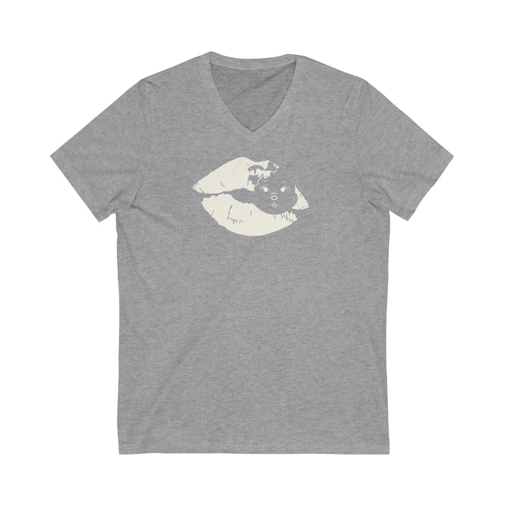 Diamond's Lips On Unisex Jersey Short Sleeve V-Neck Tee
