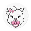 Pink Baby Diva Round Vinyl Stickers