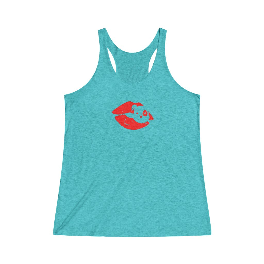 Trailblazer Red Mumble Lips On Women's Tri-Blend Racerback Tank