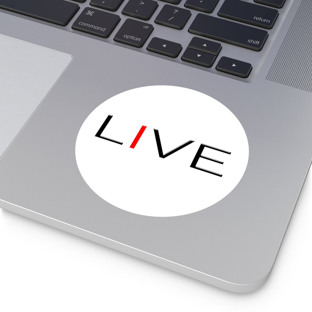 "I" LIVE On Round Vinyl Stickers