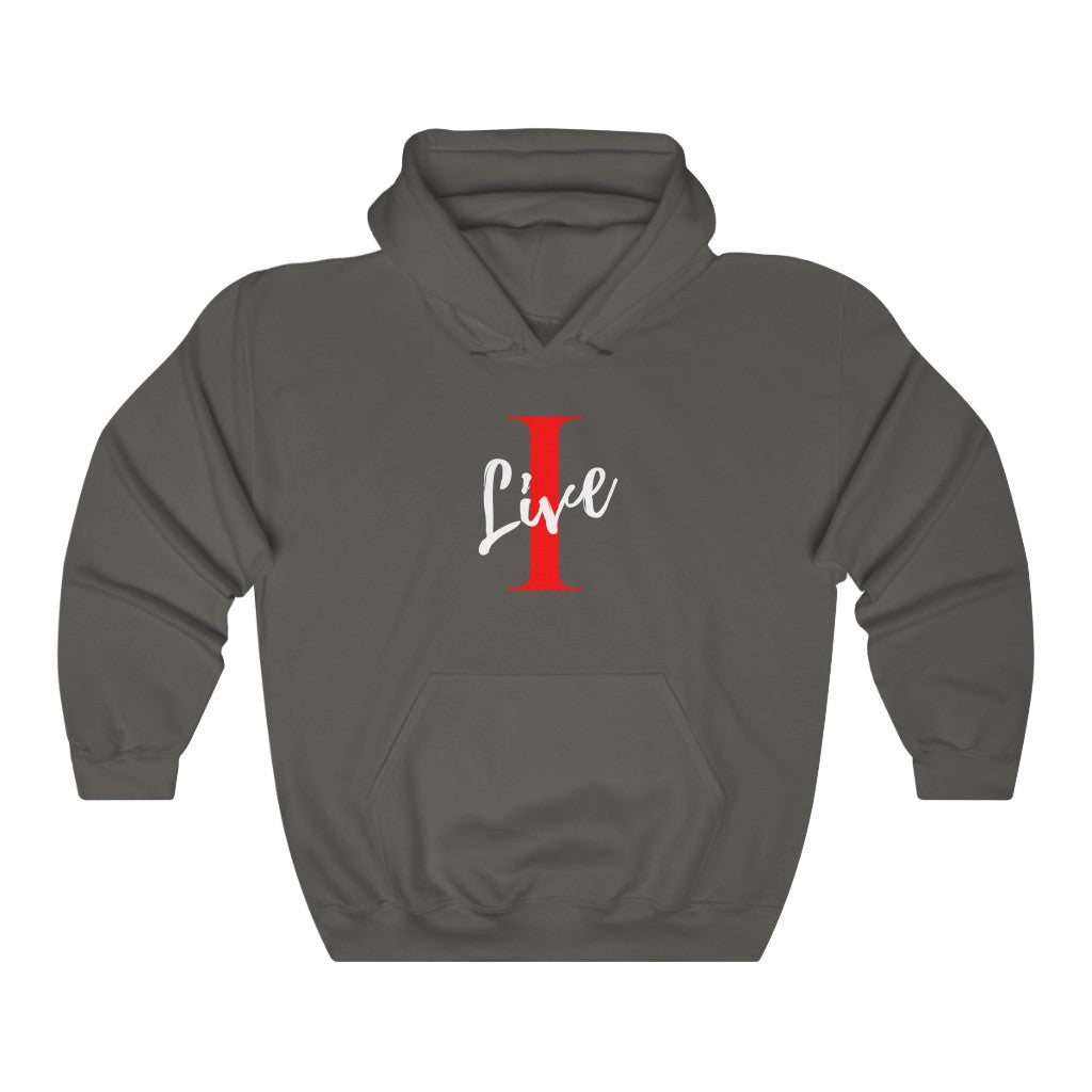 Oversized "I" LIVE On Colored Unisex Heavy Hooded Sweatshirt