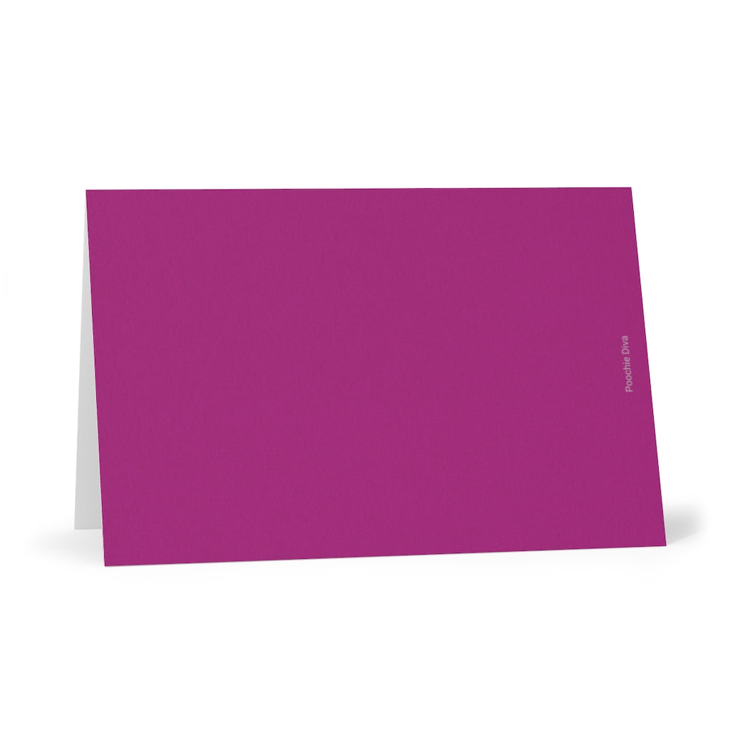 Vanilla With Sprinkles Diamond Cupcake On Purple Greeting Cards (7 pcs)