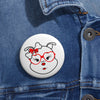 Red Diamond Wearing Heart Glasses On Black Custom Pin Buttons