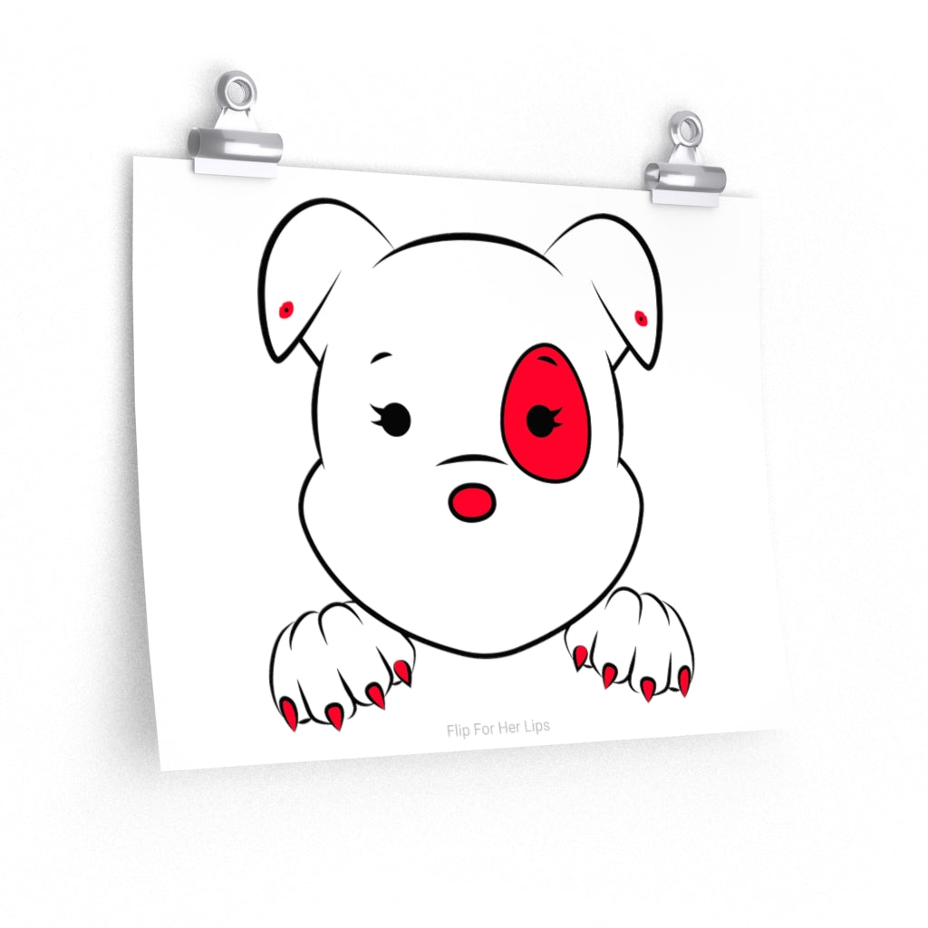 Red Mumbles Showing Paws On Premium Matte horizontal posters