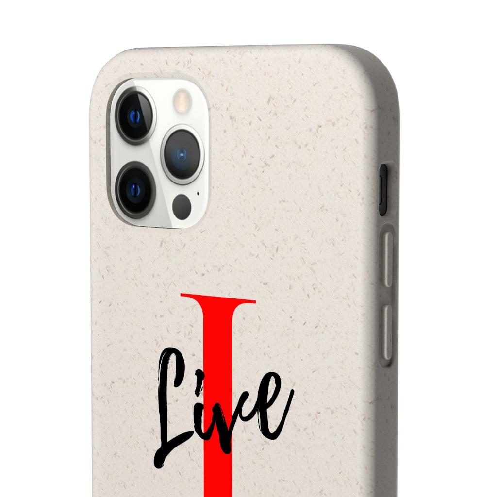Oversized "I" Cursive LIVE On White Biodegradable Case