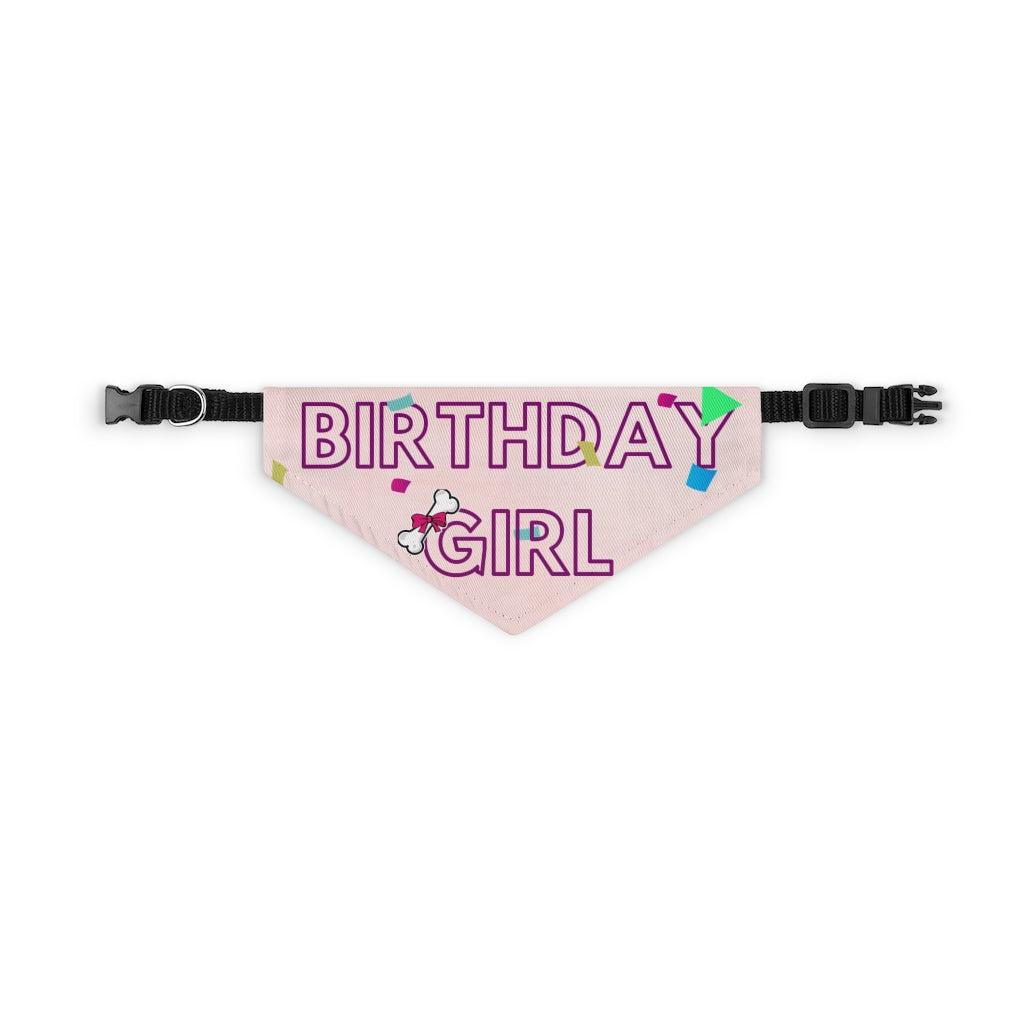 Birthday Girl With Confetti On Pink Pet Bandana Collar