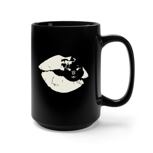 White Diamond Lips On Black Mug 15oz