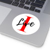 Oversized &quot;I&quot; Cursive LIVE On White Round Vinyl Stickers