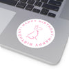 Pink Poochie Diva&#39;s Happy Birthday On White Round Vinyl Stickers