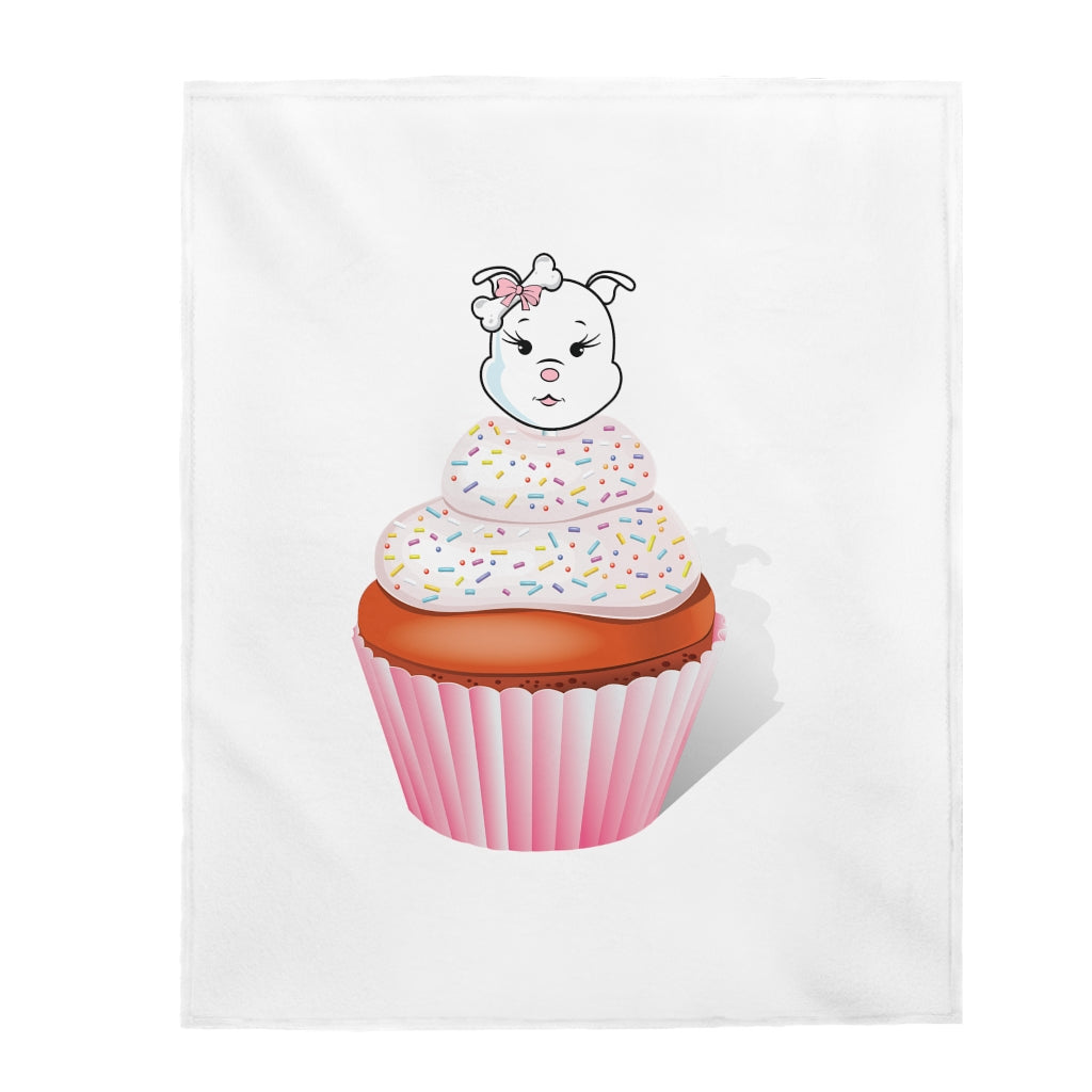 Vanilla With Sprinkles Diamond Cupcake On Velveteen Plush Blanket