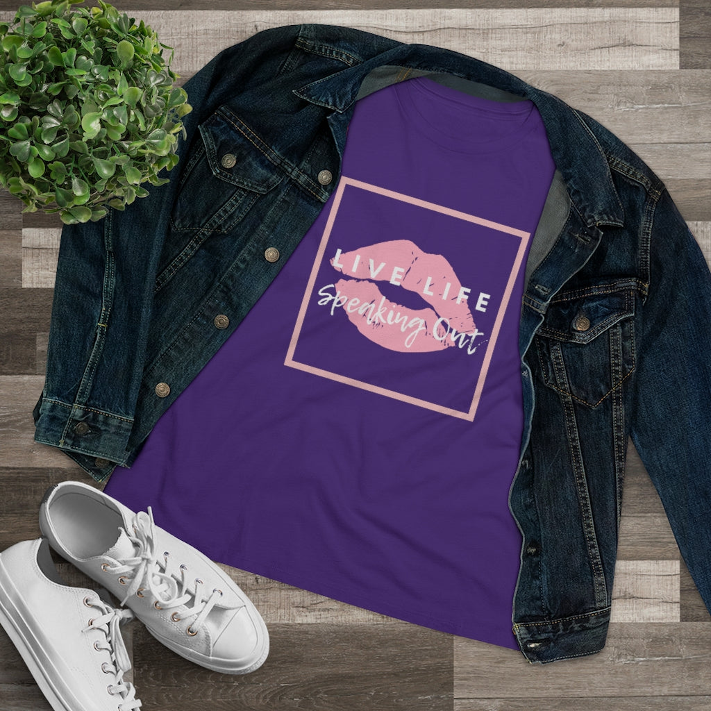 Live Life Speaking Out With Pink Lips On Women's Premium Tee