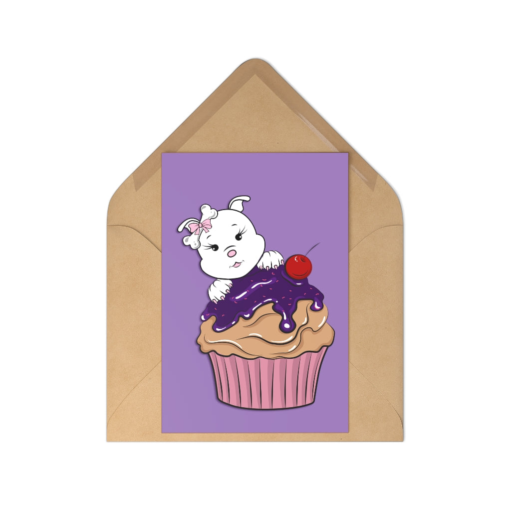 Purple Diamond Cupcake On Blank Postcards (7 pcs)