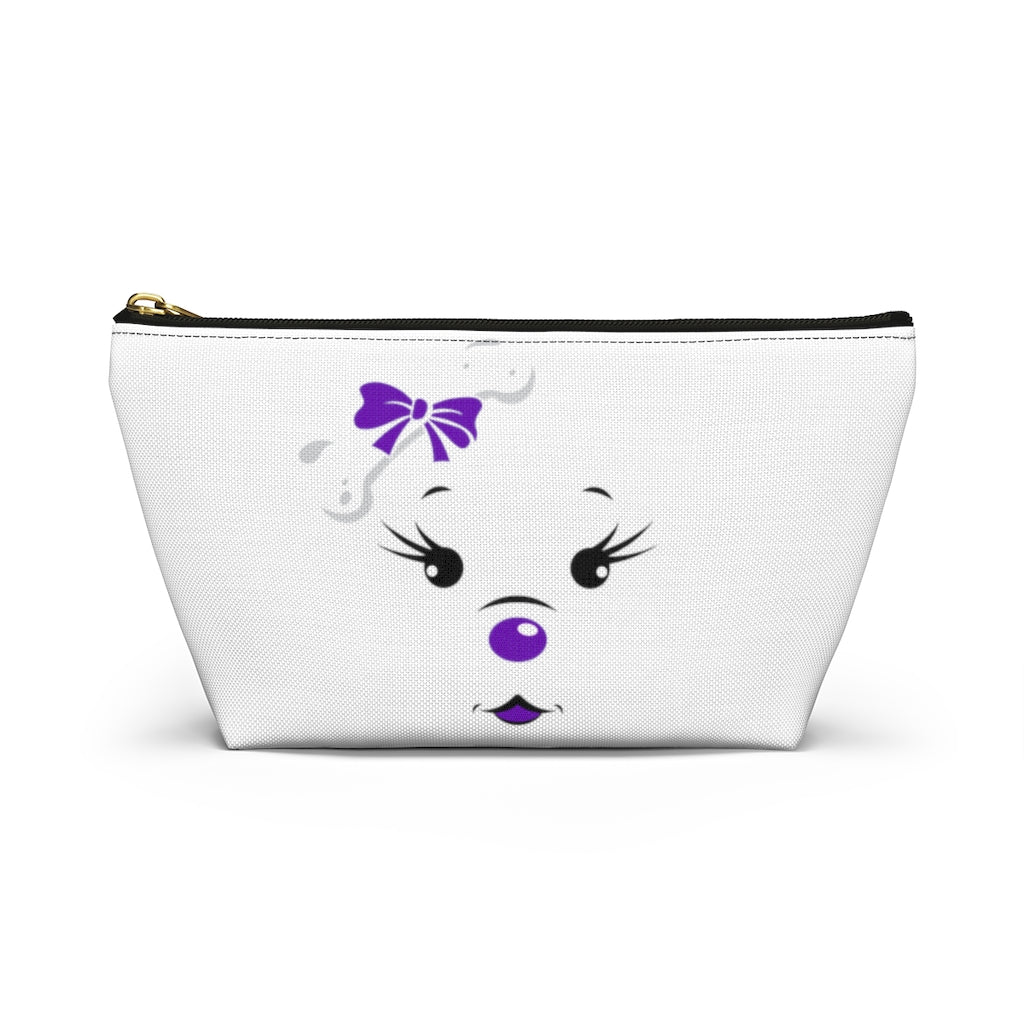 Purple Diamond Face On White Accessory Pouch w T-bottom