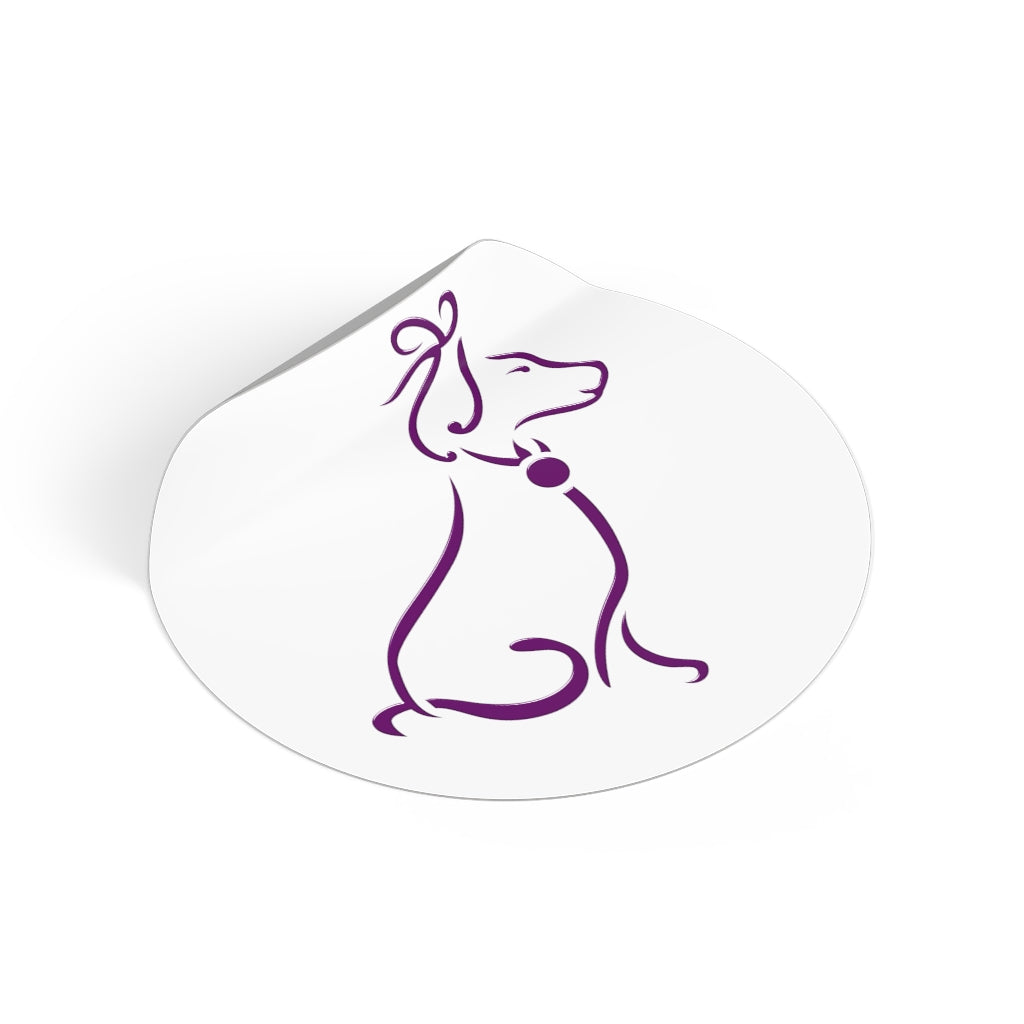 Purple Poochie Diva Icon On Round Vinyl Stickers