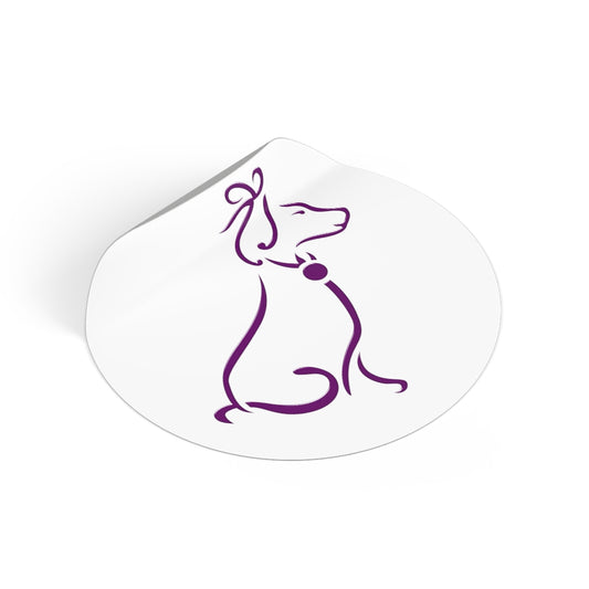 Purple Poochie Diva Icon On Round Vinyl Stickers