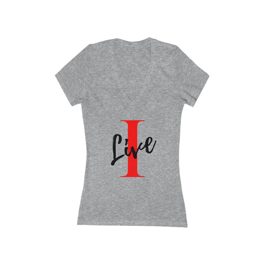 Oversized "I" LIVE On A Women's Jersey Short Sleeve Deep V-Neck Tee