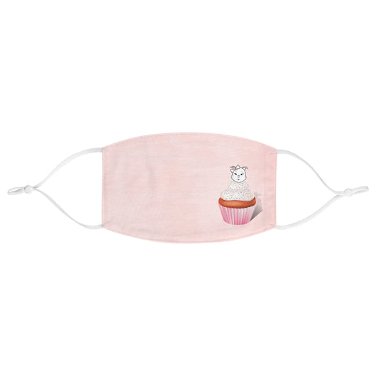 Vanilla With Sprinkles Diamond Cupcake On Pink Fabric Face Mask