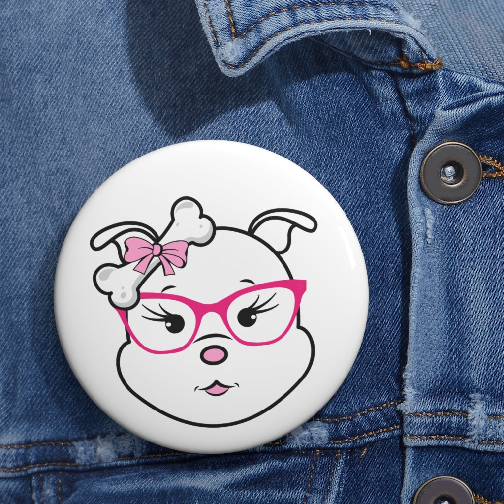 Pink Diamond Wearing Pink Glasses On Custom Pin Buttons