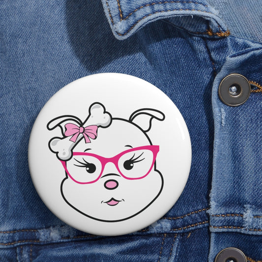 Pink Diamond Wearing Pink Glasses On Custom Pin Buttons