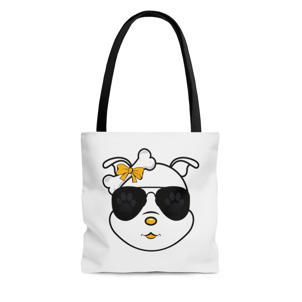 Yellow Diamond Sporting Paw Print Sunglasses On Tote Bag
