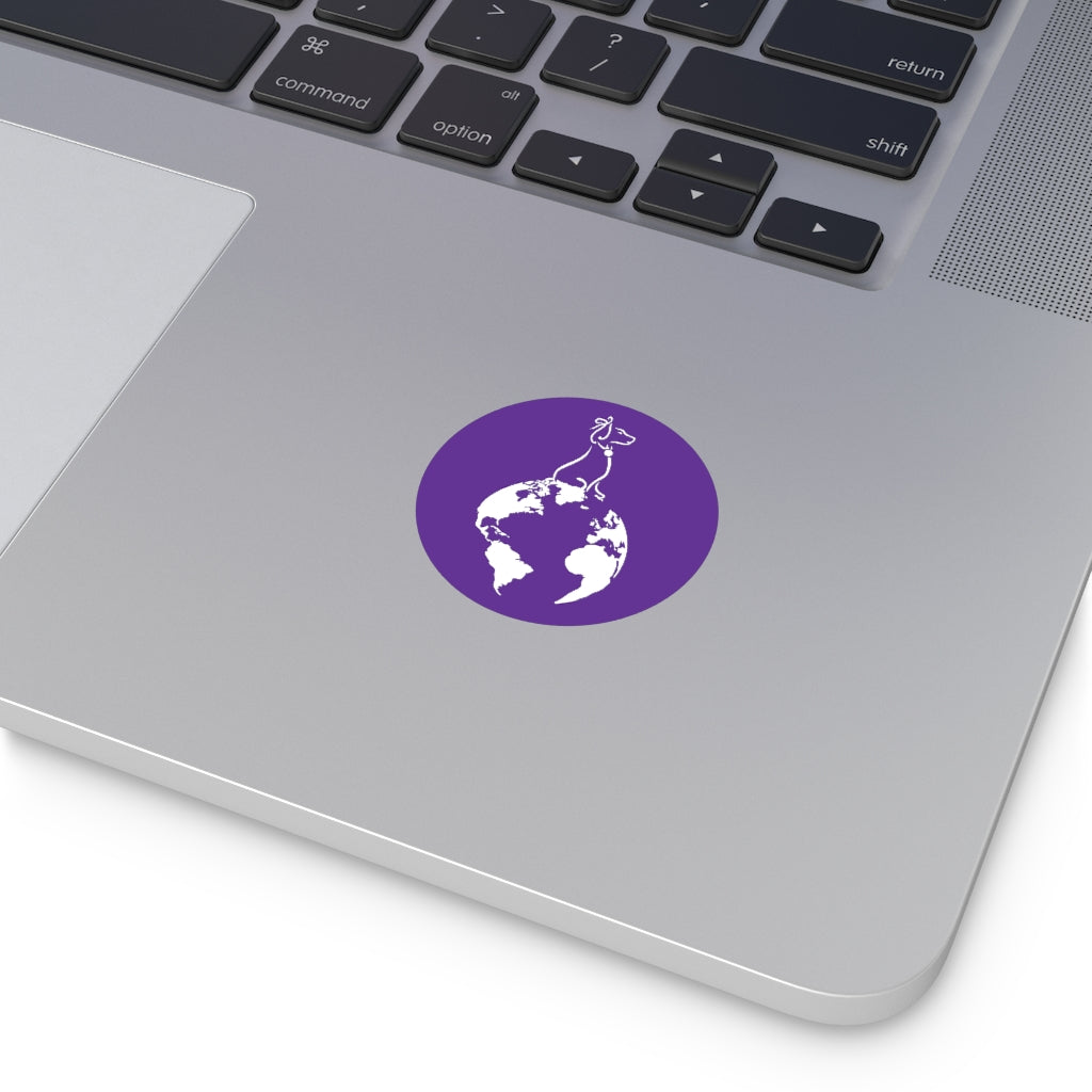 Best Dog In The World On Purple Round Vinyl Stickers