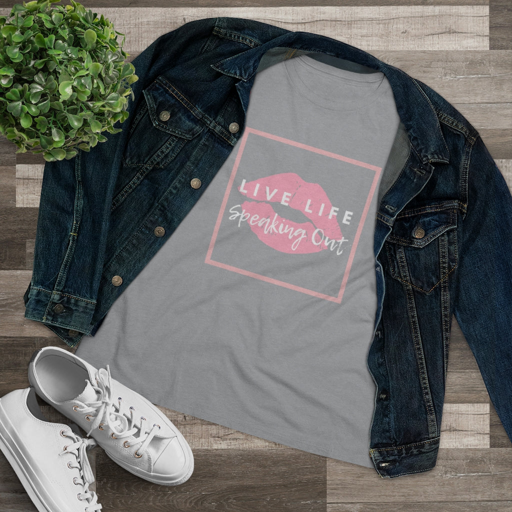 Live Life Speaking Out With Pink Lips On Women's Premium Tee