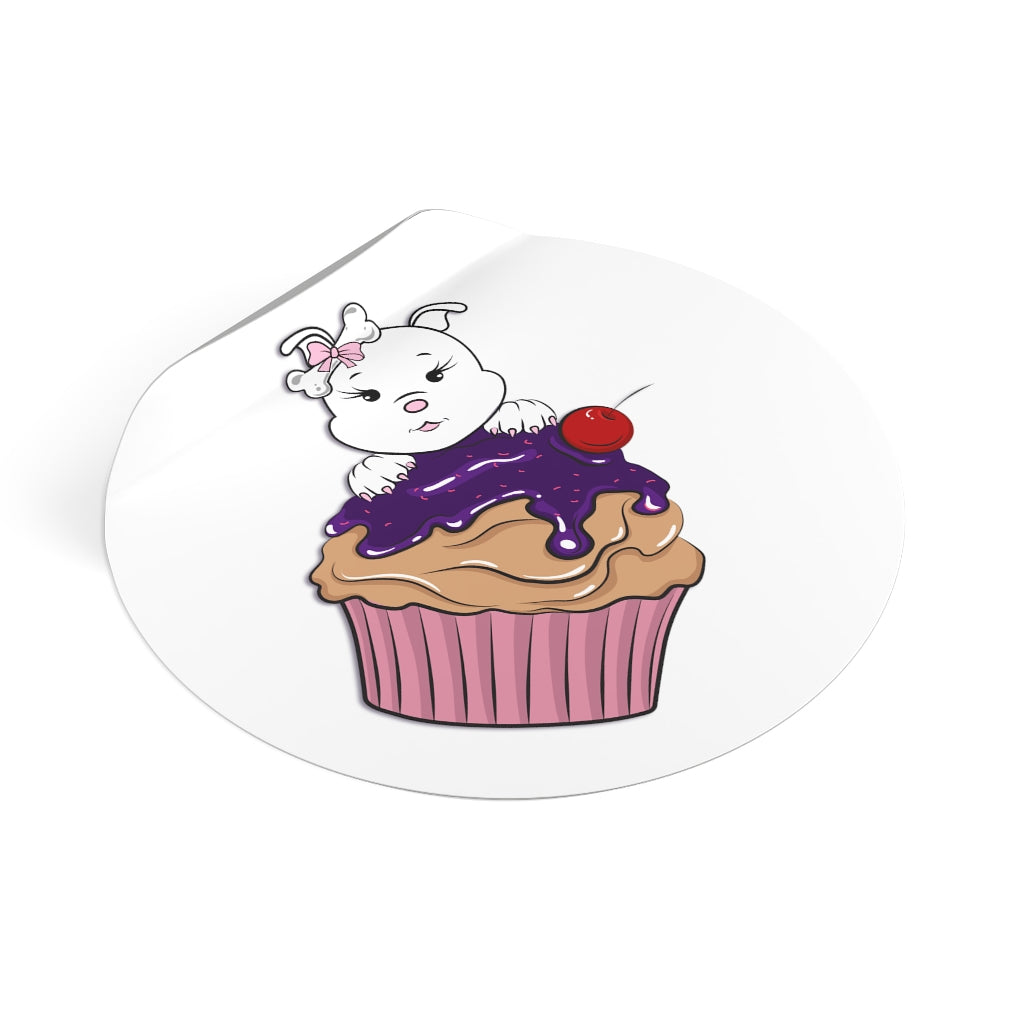 Purple Diamond Cupcake On Purple Round Vinyl Stickers