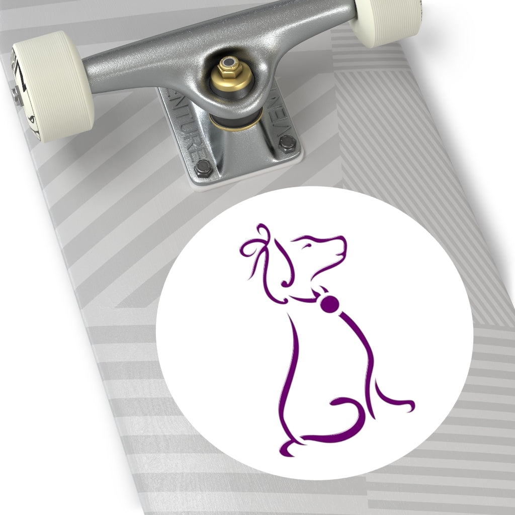 Purple Poochie Diva Icon On Round Vinyl Stickers