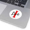 Oversized &quot;I&quot; Cursive LIVE On White Round Vinyl Stickers