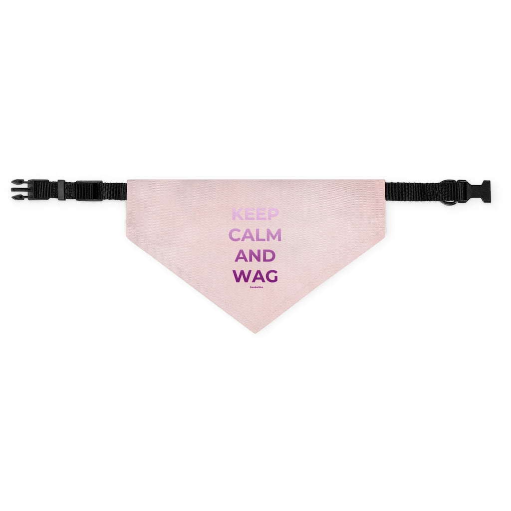 Keep Calm and Wag On Pink Pet Bandana Collar
