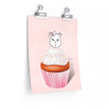 Vanilla With Sprinkles Diamond Cupcake On Pink Premium Matte vertical posters