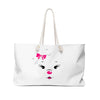 Pink Diamond Face On White Weekender Bag