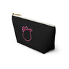 Diamond Pink Outline On Black Accessory Pouch w T-bottom