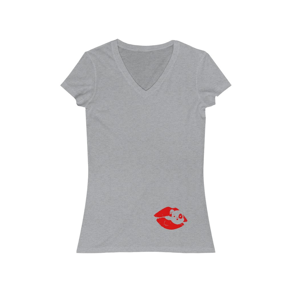 Mumble's Lips On Low Women's Jersey Short Sleeve V-Neck Tee