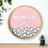 Dog Mom Life Bone Pile Pink Wall clock