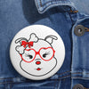 Red Diamond Wearing Heart Glasses On Black Custom Pin Buttons