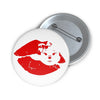 Red Diamond Lips On White Custom Pin Buttons