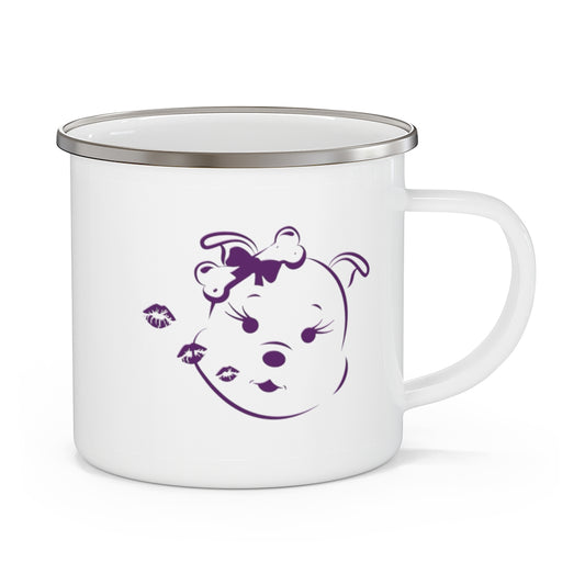 Purple Diamond Blowing Kisses On Enamel Camping Mug