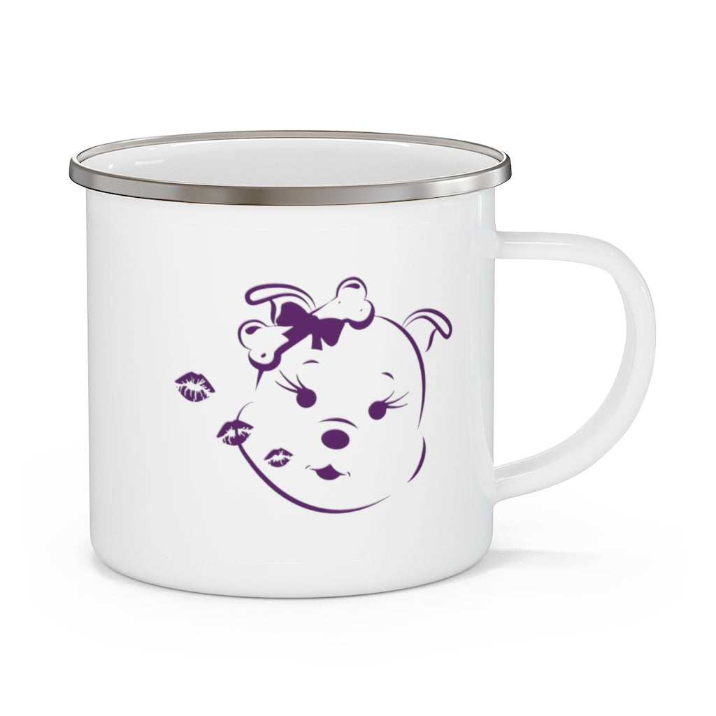 Purple Diamond Blowing Kisses On Enamel Camping Mug