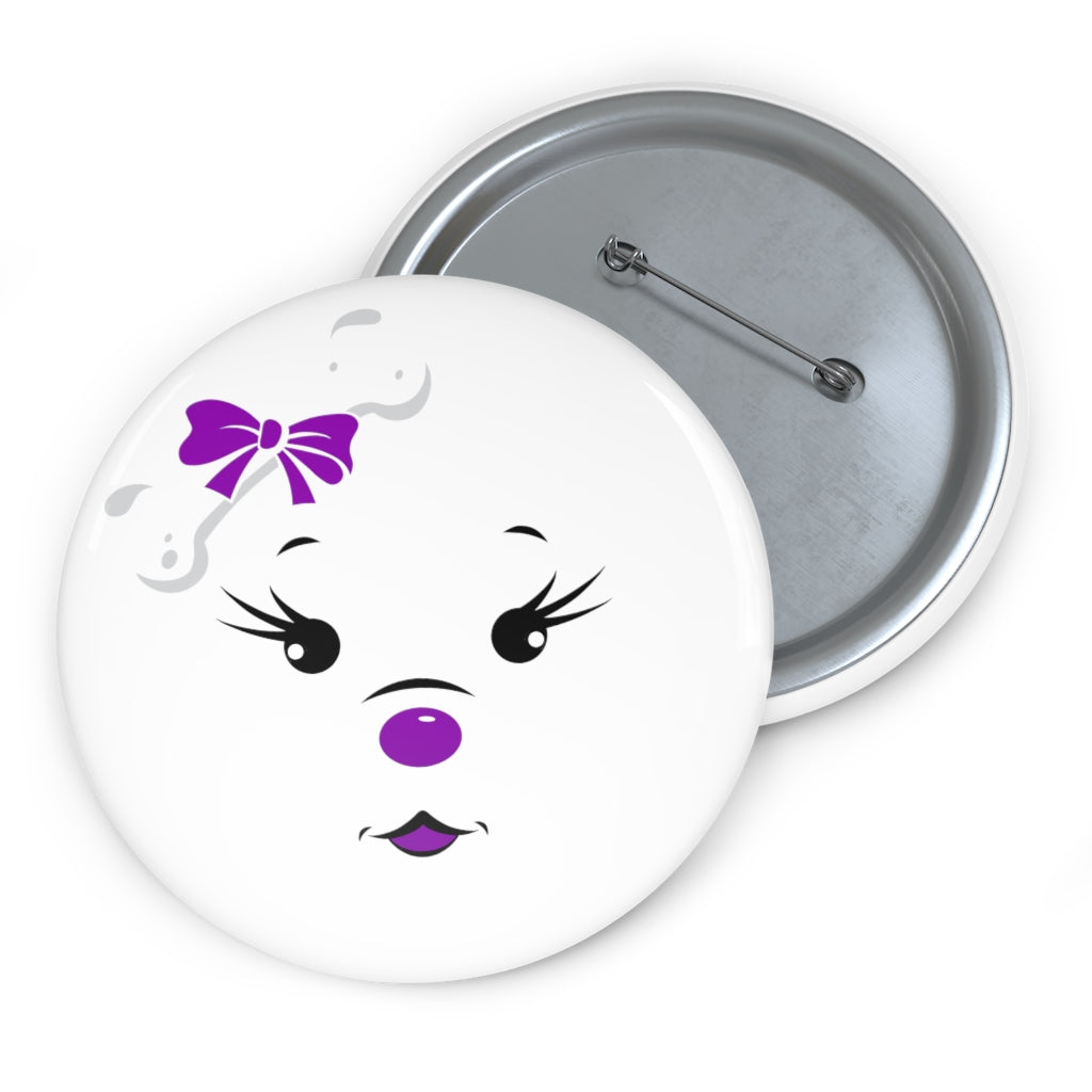 Purple Diamond Face Custom Pin Buttons