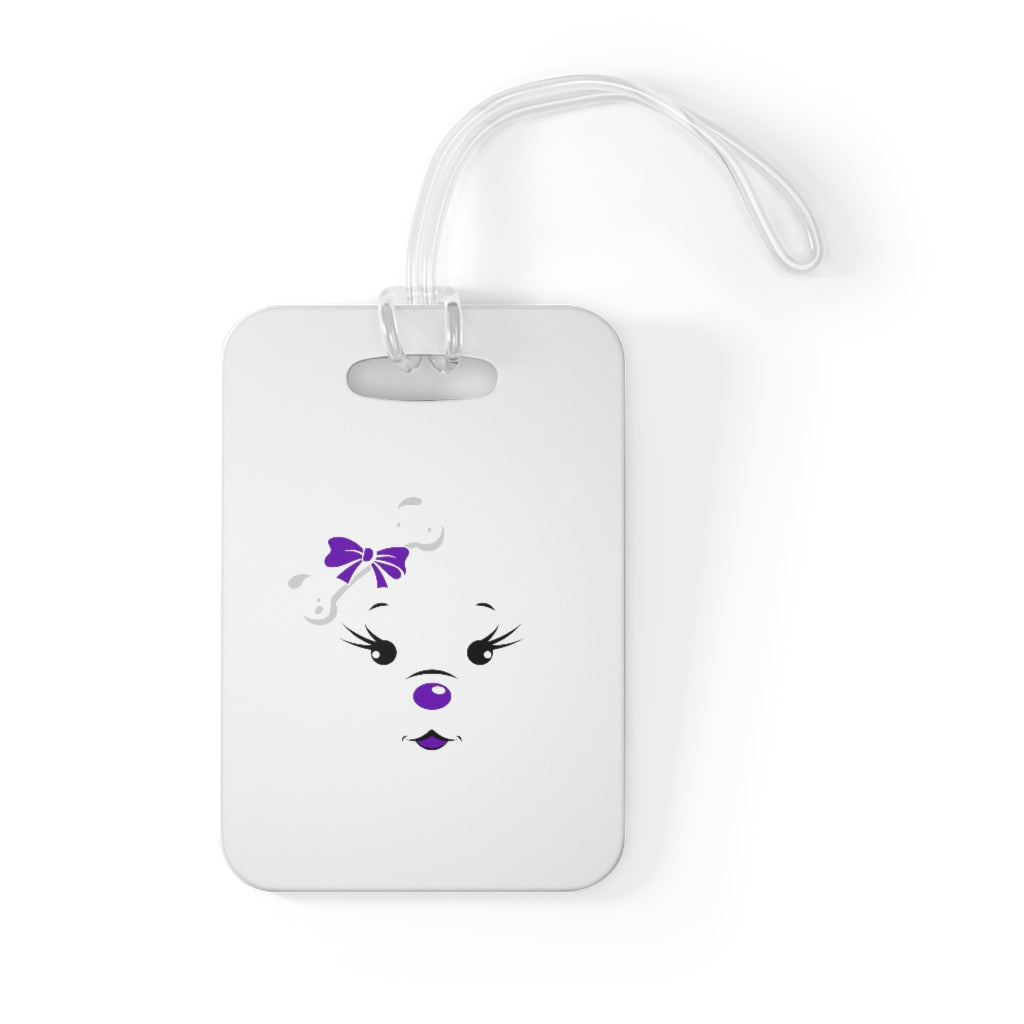 Purple Diamond Face On Bag Tag