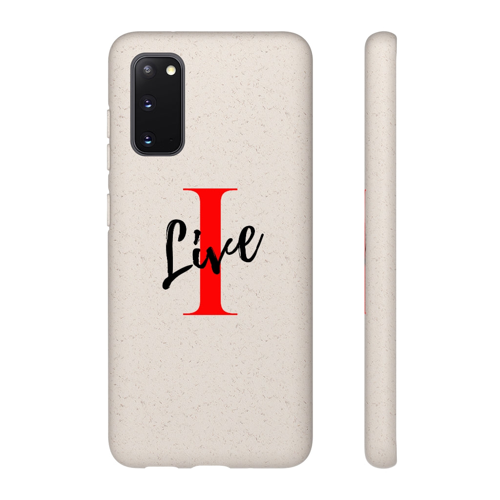 Oversized "I" Cursive LIVE On White Biodegradable Case
